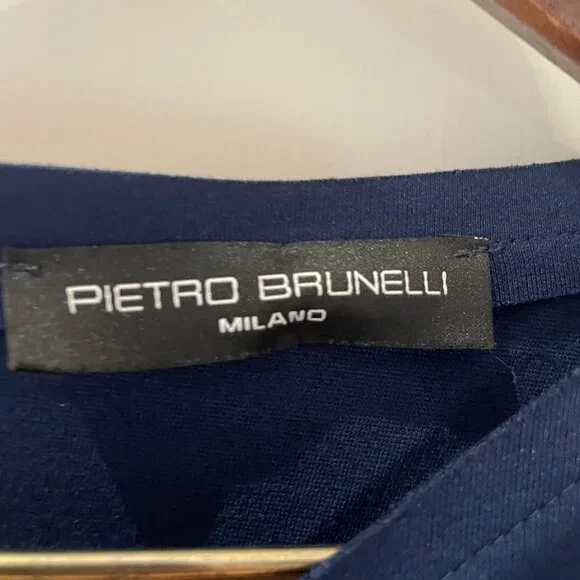 Pietro Brunelli "Salisburgo" Ruffled Sleeve Dress in Navy Blue Size S Maternity - Picture 8 of 9